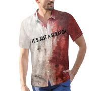 Camicie di Halloween da uomo I'm Ok Bloody Print Costumi Funky Horror Blood Shirt Top Manica Corta Button Down T-shirt, Red3 Halloween Camicie per Uomo, L