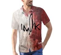 Camicie di Halloween da uomo I'm Ok Bloody Print Costumi Funky Horror Blood Shirt Top Manica Corta Button Down T-shirt, Red1 Halloween Camicie per Uomo, M