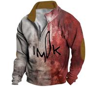 Camicie di Halloween da uomo I'm Okay It's Mot My Blood Felpa 1/4 Zip Camicia Manica Lunga Collo Stand Pullover Top, Rosso2, XL