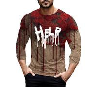 Camicie di Halloween da uomo I'm Okay It's Not My Bloody Felpa Autunno Manica Lunga Pullover Top Casual Girocollo Camicia, Rosso 3, XXL