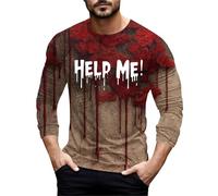 Camicie di Halloween da uomo I'm Okay It's Not My Bloody Felpa Autunno Manica Lunga Pullover Top Casual Girocollo Camicia, Rosso 4, XL