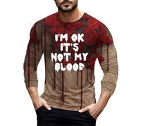 Camicie di Halloween da uomo I'm Okay It's Not My Bloody Felpa Autunno Manica Lunga Pullover Top Casual Girocollo Camicia, Rosso 1, S
