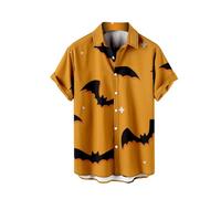 Camicie di Halloween per gli uomini a maniche corte button down camicia horror gradiente costumi di colore spaventoso top hawaiano magliette, Orange Halloween Camicie per Uomo, 3XL