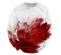 Camicie di Halloween per gli uomini Bloody Splatter Stampa Felpa Autunno Casual Manica Lunga Pullover Top Girocollo Camicia Camicetta, Bianco 4, M