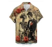 Camicie di Halloween per gli uomini Carino Jack O' Lanterna Fantasma Gatti Camicia con Tasca Manica Corta Pumpkin Face T-Shirt Costumi, Camicie Grigio Halloween per Uomo, L