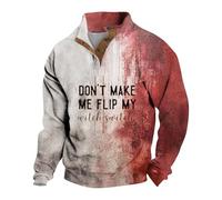 Camicie di Halloween per gli uomini Felpa insanguinata 1/4 Button Down Stand Collar Pullover Top Autunno Casual Camicia a maniche lunghe, Rosso 1, M