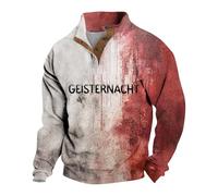 Camicie di Halloween per gli uomini Felpa insanguinata 1/4 Button Down Stand Collar Pullover Top Autunno Casual Camicia a maniche lunghe, Rosso 4, M