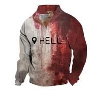 Camicie di Halloween per gli uomini Felpe insanguinate Camicia Horror Button Down Maglioni Girocollo Manica Lunga Pullover Top 2025, Rosso 1, M