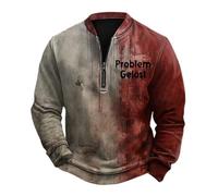 Camicie di Halloween per gli uomini Felpe insanguinate Stampa Lettera Camicia Quarto Zip Scollo a V Manica Lunga Pullover Top Maglioni, Rosso 1, S