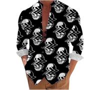 Camicie di Halloween per gli uomini Fun Bat Print Shirt Autunno Manica Lunga Button Down Costumi 2025 Casual Hawaiian Aloha T-Shirt, Camicie nere di Halloween per gli uomini, 6XL