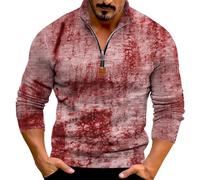 Camicie di Halloween per gli uomini Horror Bloody Print Felpa 1/4 Zip Tie Dye Camicia Manica Lunga Stand Collar Pullover Top, Rosa, L