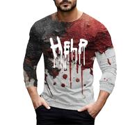 Camicie di Halloween per gli uomini Im Okay It's Not My Bloody Sweatshirt Help Men Pullover Top Autunno Manica Lunga Girocollo Camicia, Rosso 2, 4XL