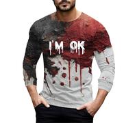 Camicie di Halloween per gli uomini Im Okay It's Not My Bloody Sweatshirt Help Men Pullover Top Autunno Manica Lunga Girocollo Camicia, Rosso 4, 4XL