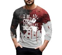 Camicie di Halloween per gli uomini Im Okay It's Not My Bloody Sweatshirt Help Men Pullover Top Autunno Manica Lunga Girocollo Camicia, Rosso 3, M