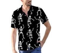 Camicie di Halloween per gli uomini Jack O' Lantern Ghost Shirt Cute Pumpkin Face T-Shirt Manica Corta Button Down Costumi 2025, Black2 Halloween Camicie per Uomo, 5XL