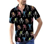 Camicie di Halloween per gli uomini Jack O' Lanterna Stampa Camicia Carina zucca Face T-Shirt Button Down Costumi a maniche corte 2025, Camicie nere di Halloween per gli uomini, S