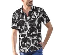 Camicie di Halloween per gli uomini Jack O' Lanterna Stampa Camicia Carina zucca Face T-Shirt Button Down Costumi a maniche corte 2025, Camicie Grigio Halloween per Uomo, M