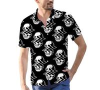 Camicie di Halloween per gli uomini Jack O' Lanterna Stampa Camicia Pumpkin Face T-Shirts Button Down Manica Corta Costumi Abbigliamento, Black1 Halloween Camicie per Uomo, M