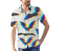 Camicie di Halloween per gli uomini Jack O' Lanterna Stampa Camicia Pumpkin Face T-Shirts Button Down Manica Corta Costumi Abbigliamento, Camicie bianche di Halloween per gli uomini, 4XL