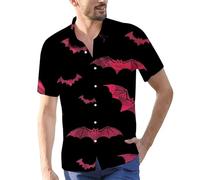 Camicie di Halloween per gli uomini Jack O' Lanterna Stampa Camicia Pumpkin Face T-Shirts Button Down Manica Corta Costumi Abbigliamento, Camicie Rosa Halloween per Uomo, 3XL