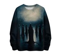 Camicie di Halloween per gli uomini Retro Horror 3D Stampa Felpa Autunno Camicia a maniche lunghe 2025 Divertente Girocollo Pullover Top, Blu 4, M