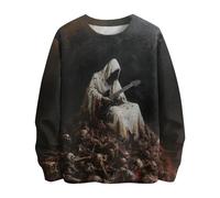 Camicie di Halloween per gli uomini Retro Horror 3D Stampa Felpa Autunno Camicia a maniche lunghe 2025 Divertente Girocollo Pullover Top, Grigio 1, S