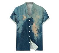 Camicie di Halloween per gli uomini Skeleton Witch T-shirt Horror Spooky Theme Costumi Manica Corta Button Down Camicia Top, Camicie Navy Halloween per Uomo, S