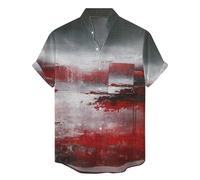 Camicie di Halloween per gli uomini spaventoso Bloody Print Shirt Blood Costumi T-shirt con tasca Manica Corta Button Down Top, Grigio Halloween Camicie per Uomo, 3XL