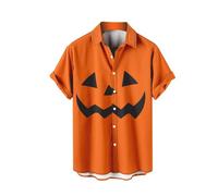 Camicie di Halloween per gli uomini zucca teschio stampa camicia costumi manica corta button down t-shirt casual horror top 2025, Orange6 Halloween Camicie per Uomo, 3XL