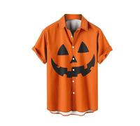 Camicie di Halloween per gli uomini zucca teschio stampa camicia costumi manica corta button down t-shirt casual horror top 2025, Orange8 Halloween Camicie per Uomo, XL