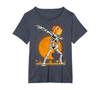 Camicie di Halloween per i Ragazzi dei Bambini Che tagliano la Zucca dello Scheletro Dab Maglietta, Donna Plus-Size, Pervinca, 2X