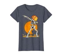 Camicie di Halloween per i Ragazzi dei Bambini Che tagliano la Zucca dello Scheletro Dab Maglietta, Donna, Pervinca, S