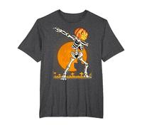 Camicie di Halloween per i Ragazzi dei Bambini Che tagliano la Zucca dello Scheletro Dab Maglietta, Uomo Taglie Grandi, Grigio Scuro, 3X Tall