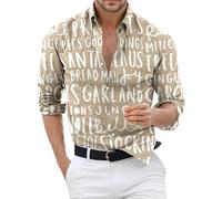 Camicie di Natale Uomo, Camicia Uomo Slim Fit Revers Abbottonati Divertente Maglietta con Elemento di Babbo Natale Stampa Digitale 3D Maglietta alla Moda Camicia Rossa Uomo per La Festa di Natale