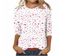 Camicie di San Valentino con maniche a 3/4 da donna girocollo camicie con maniche a 3/4 T-shirt alla moda T-shirt con grafica a cuore innamorato Top Camicette casual primaverili Camicette larghe