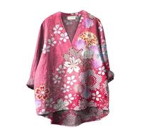 Camicie Donna Casual Casual Leggero Scollo a V Classica Camicetta Oversize Estive Elegante Comodo Camicia Tinta Unita Maniche Lunghe Moda Maglietta Cotone Vintage Vacanza Fantasia T Shirt Ufficio