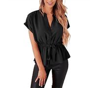 Camicie Donna Casual Comodo Leggero Estive Classica Camicia Elegante Casual Oversize Traspirante Blusa Spiaggia Tinta Unita Moda Maglietta Vacanza Ufficio Fantasia Manica Corta T Shirt con Bottoni