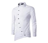 Camicie eleganti casual da uomo a maniche lunghe Orlo irregolare Camicie abbottonate tinta unita slim fit Camicette Top eleganti asimmetrico Manica lunga Bottoni tinta unita T-shirt da lavoro casual