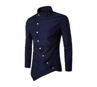 Camicie eleganti casual da uomo a maniche lunghe Orlo irregolare Camicie abbottonate tinta unita slim fit Camicette Top eleganti asimmetrico Manica lunga Bottoni tinta unita T-shirt da lavoro casual