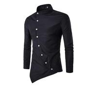 Camicie eleganti casual da uomo a maniche lunghe Orlo irregolare Camicie abbottonate tinta unita slim fit Camicette Top eleganti asimmetrico Manica lunga Bottoni tinta unita T-shirt da lavoro casual