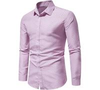 Camicie Eleganti da Me Camicia Casual A Maniche Lunghe con Bottoni Camicia Elegante alla Moda A Pois Camicia Casual da Me Camicia Elegante A Maniche Lunghe vestibilità Regolare Cami, E-Pink, S