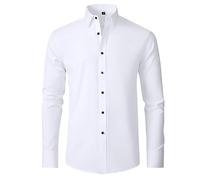 Camicie Eleganti da Uomo Camicia abbottonata Tinta Unita a Maniche Lunghe Slim Fit Traspirante Antirughe
