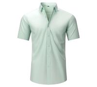 Camicie Eleganti da Uomo Camicia Elegante da Uomo a Maniche Corte, vestibilità Regolare, Casual, Business, Verde Chiaro, Taglia L
