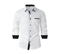 Camicie formali da uomo slim fit button down camicia standard a maniche lunghe top con tasca sul petto Commutera Business Office Work T-Shirt Urban Classics Dress Shirt Casual Uomo T Shirt, bianco, L