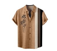 Camicie hawaiane a maniche corte da uomo - Camicie da spiaggia a maniche corte con stampa con alberi di cocco Funky Summer Cool Camicia a maniche corte Camicia hawaiana monopetto camicia tropicale