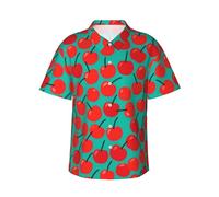 Camicie hawaiane colorate da uomo casual a maniche corte con bottoni, camicia estiva da spiaggia con tasca, S-3XL, Frutta Rossa Teal, 3XL