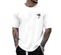 Camicie hawaiane da uomo a maniche corte estive casual con stampa 3D alla moda casual leggere da viaggio girocollo magliette da uomo, Bianco, 3XL