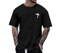 Camicie hawaiane da uomo a maniche corte estive casual con stampa 3D alla moda casual leggere da viaggio girocollo magliette da uomo, Nero, L