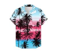 Camicie hawaiane da uomo a maniche corte tropicali magliette estive con girasole con tasche casual da spiaggia con bottoni, Z02-red Hawaiian Shirt per Uomo, S