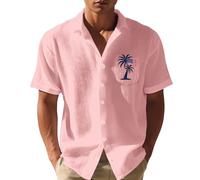 Camicie hawaiane da uomo - Camicie patriottiche da uomo con bandiera americana e design palme - Casual Boho Style 4 luglio camicie per il giorno dell'indipendenza, 7, L